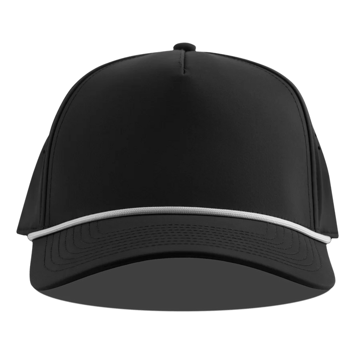 Branded Bills Bare Curved 5 Panel Rope Hat: Black/White