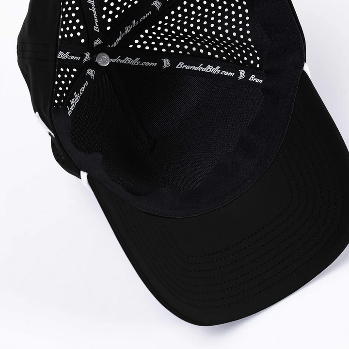 Branded Bills Bare Curved 5 Panel Rope Hat: Black/White