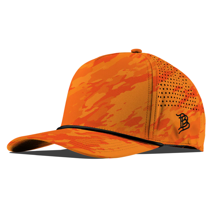 Branded Bills Bare Curved 5 Panel Rope Hat: Blaze Orange Camo