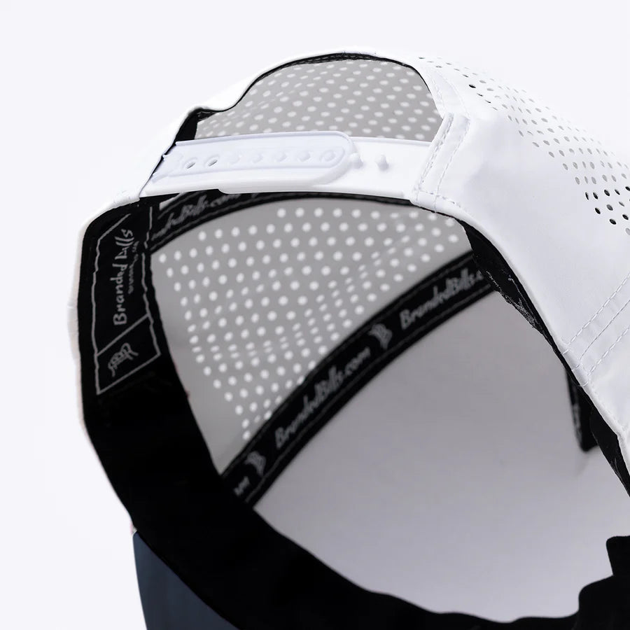 Branded Bills Bare Curved 5 Panel Rope Hat: White/Orion