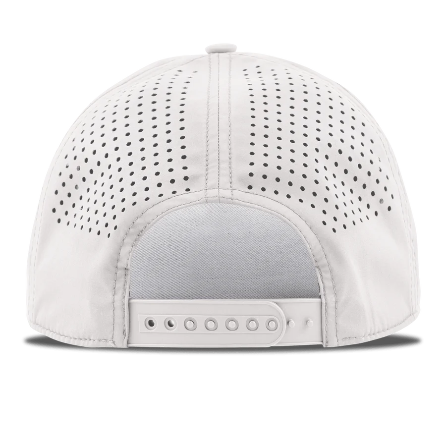 Branded Bills Bare Curved 5 Panel Rope Hat: White with Red White and Blue Rope