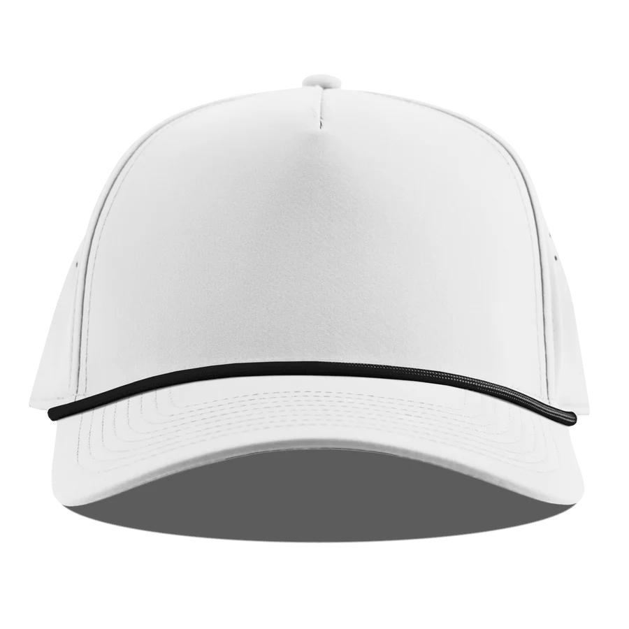 Branded Bills Bare Curved 5 Panel Rope Hat: White with Black Rope