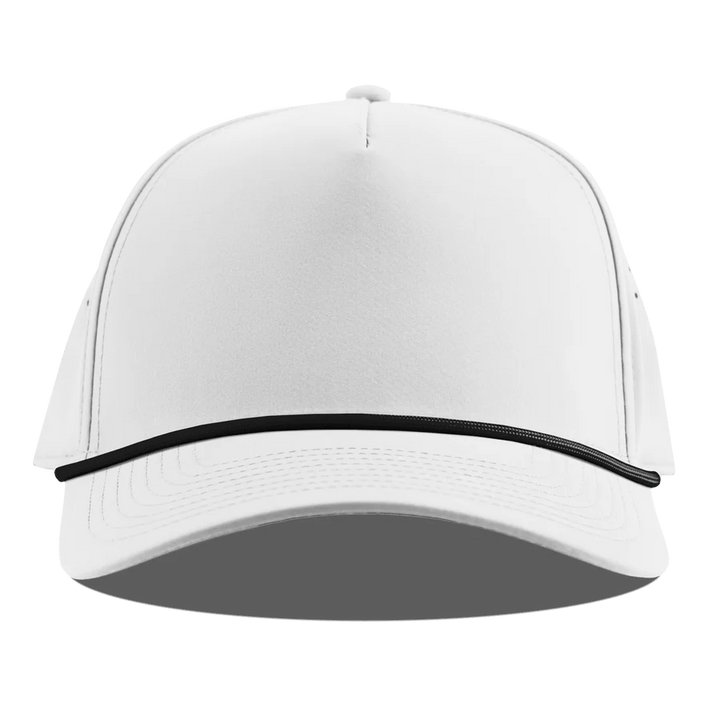 Branded Bills Bare Curved 5 Panel Rope Hat: White with Black Rope