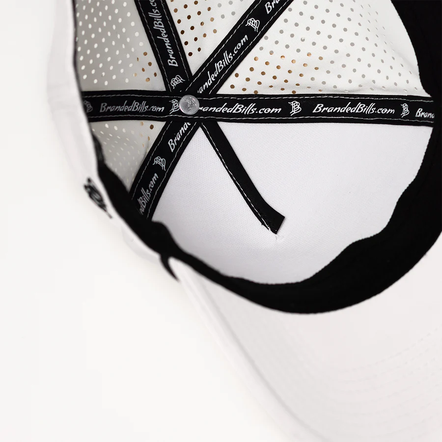 Branded Bills Bare Curved 5 Panel Rope Hat: White with Black Rope