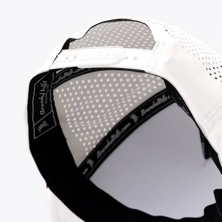 Branded Bills Bare Curved 5 Panel Rope Hat: White with Black Rope