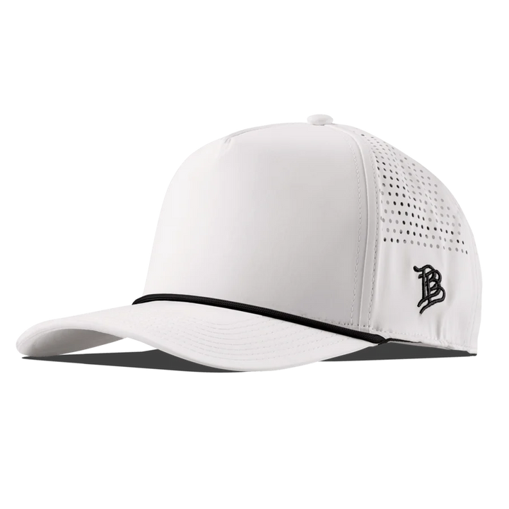 Branded Bills Bare Curved 5 Panel Rope Hat: White with Black Rope