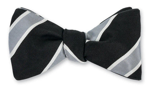 R. Hanauer Black/Steel Crescent Stripes Bow Tie