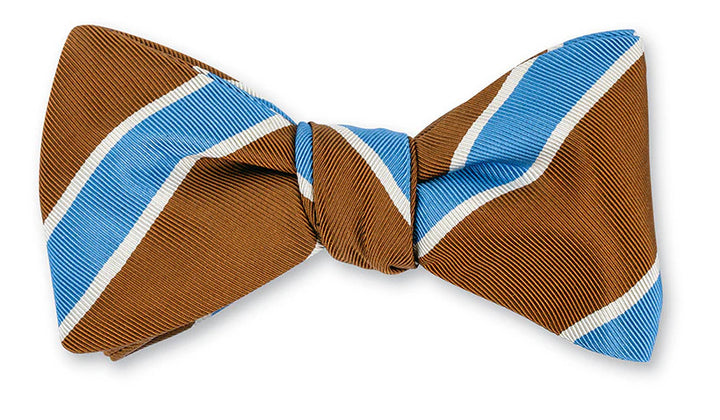 R. Hanauer Brown/Blue Crescent Stripes Bow Tie