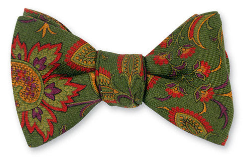 R. Hanauer Green Alexander Floral Bow Tie