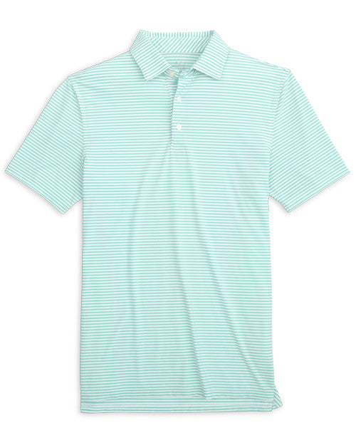 Southern Tide BRRR® Bellview Stripe Performance Polo Shirt: Classic White