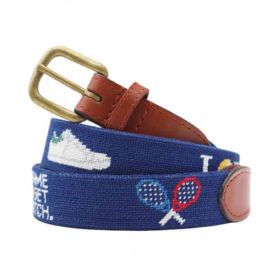 Smathers and Branson Needlepoint Belt: Tennis Life