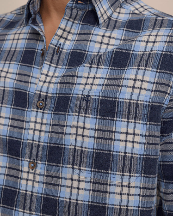 Southern Tide Ashborough Plaid Brushed Twill Heather Sportshirt: Heather Dress Blue