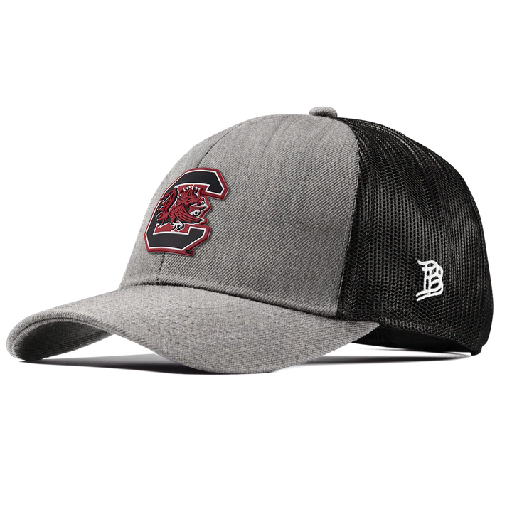 Branded Bills University of South Carolina "Gamecocks Garnet" Curved Stretch Trucker Hat: Heather Gray