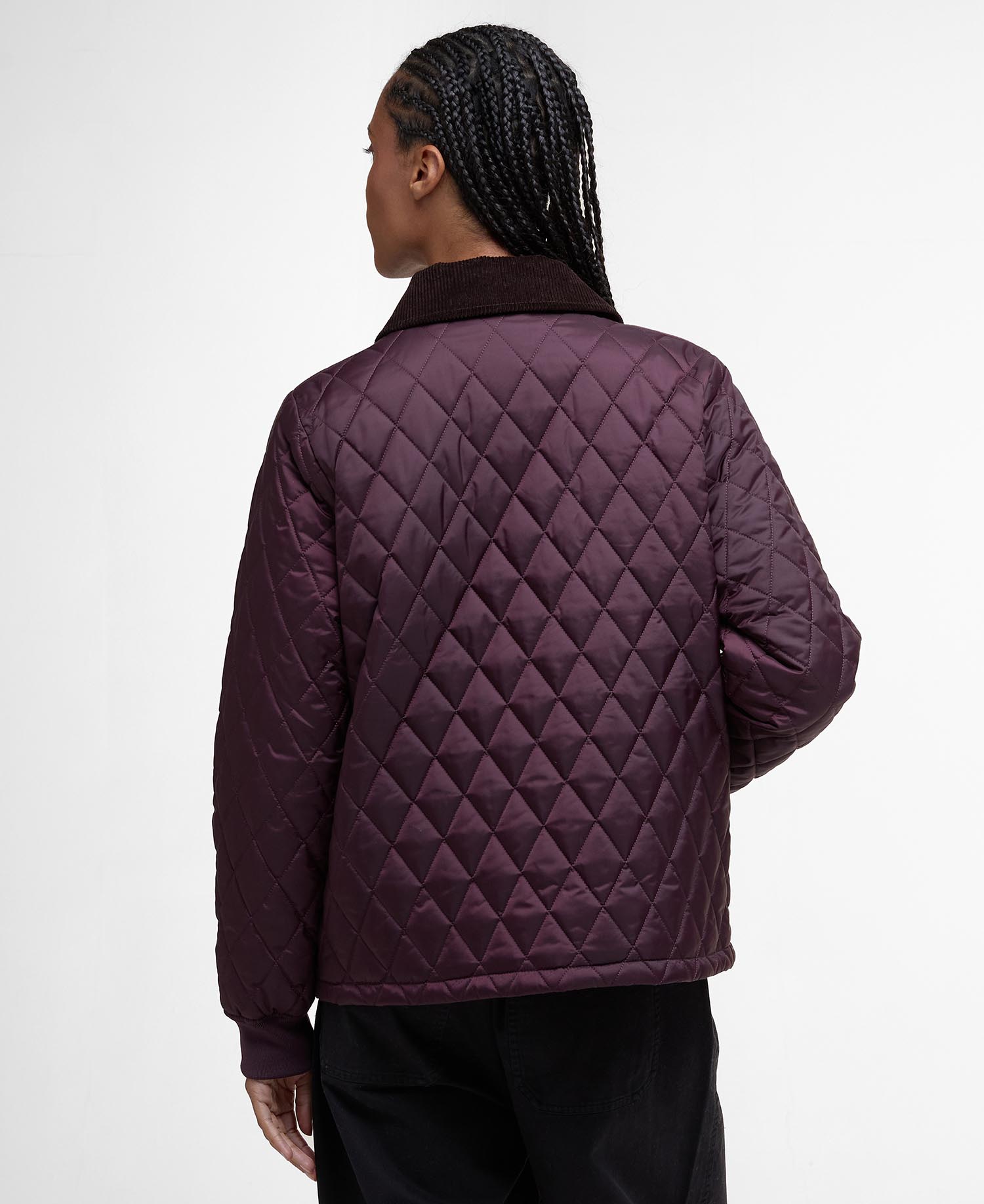 Barbour Marla Quilted Jacket: Black Cherry/Dark Brown/Muted Tartan