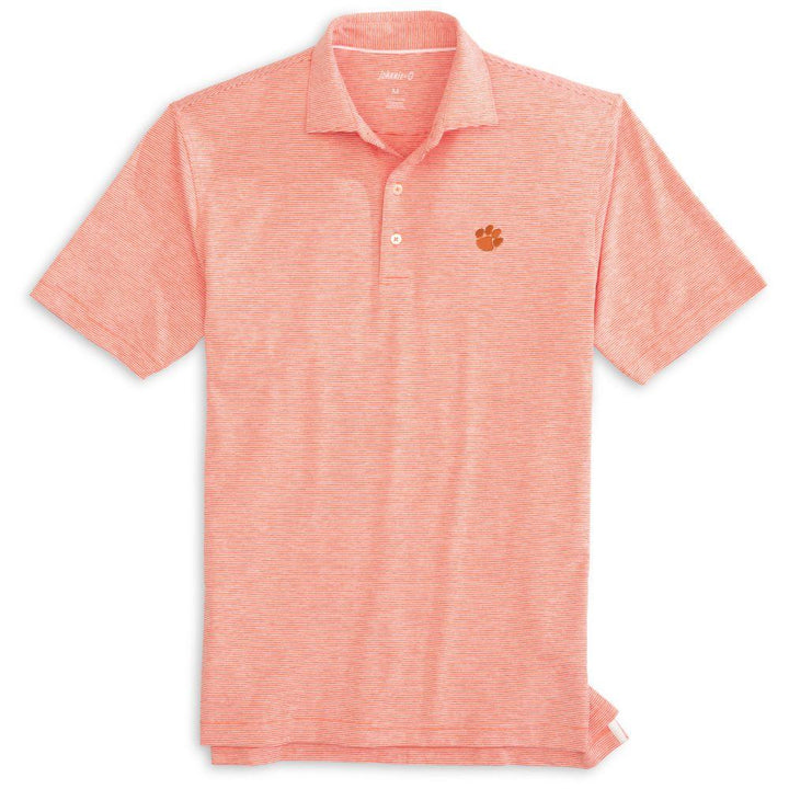 Johnnie-O Clemson Lyndonn Striped Performance Polo: Orange