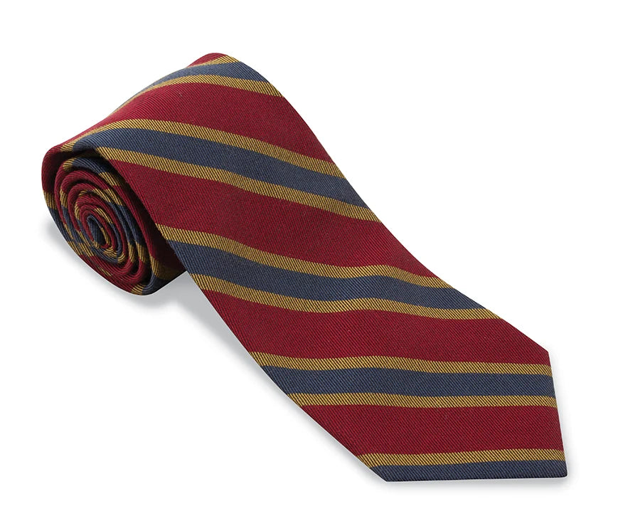 R. Hanauer Ruby/Dk Blue/Old Gold Jessica Stripe Tie