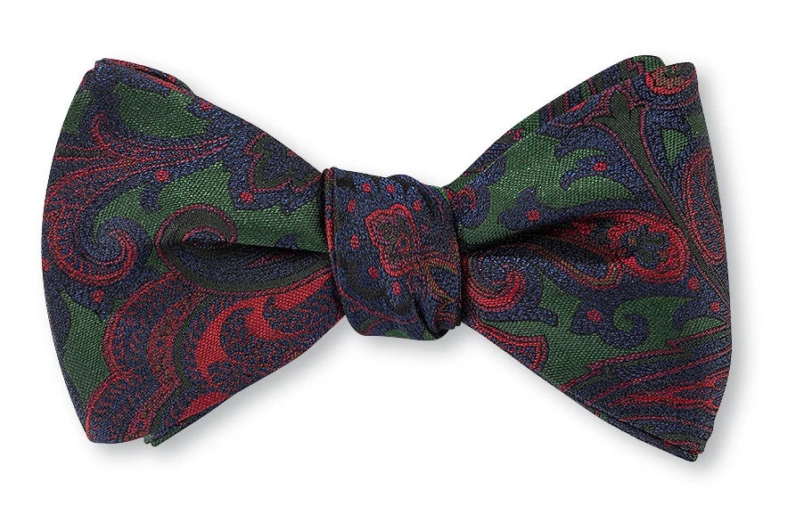 R. Hanauer Green Delta Paisley Bow Tie