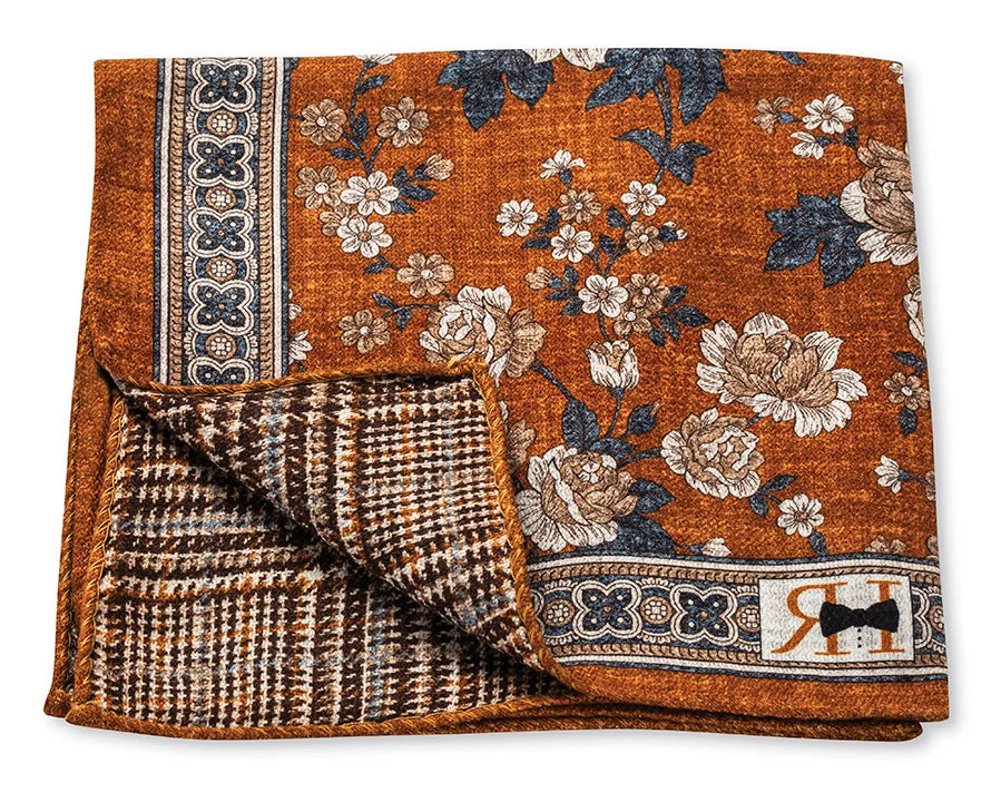 R. Hanauer Henna Flower/Plaid Pocket Square