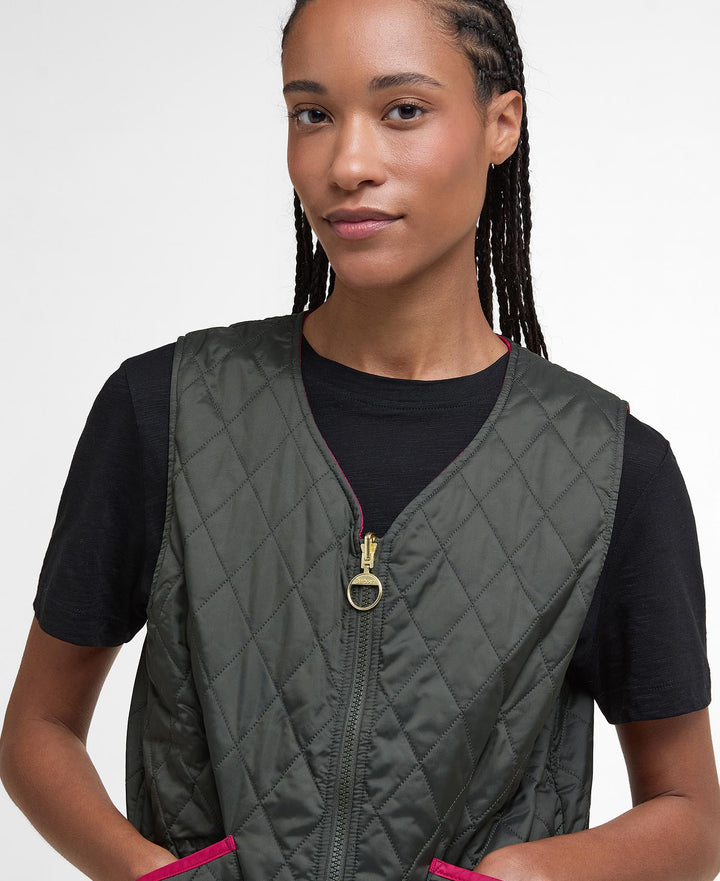 Barbour My Barbour Reversible Quilted Liner: Sage/Zeni Pink