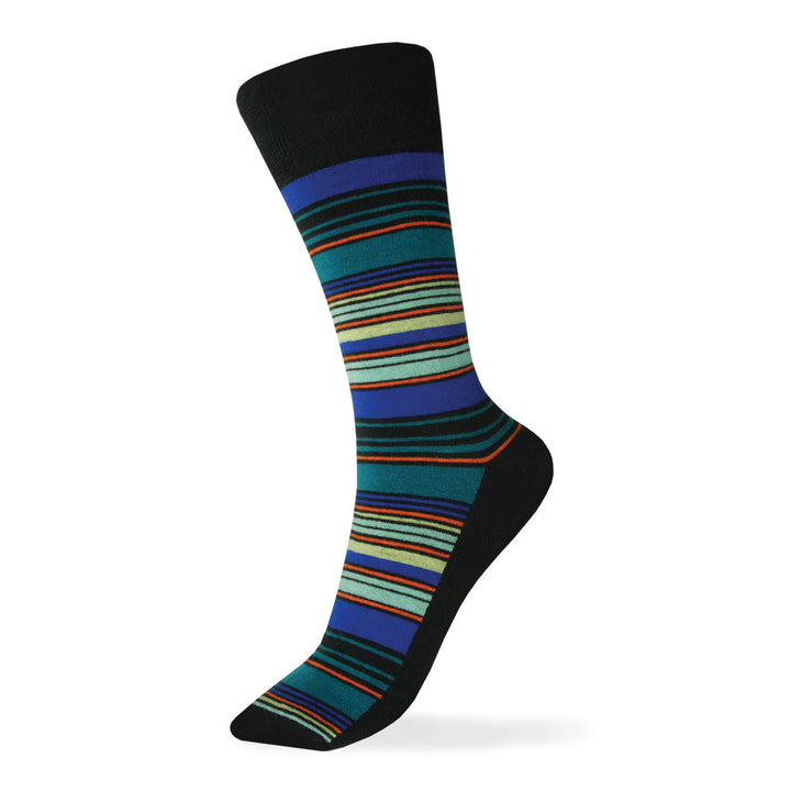 Teal, Blue, Black Stripe Sock