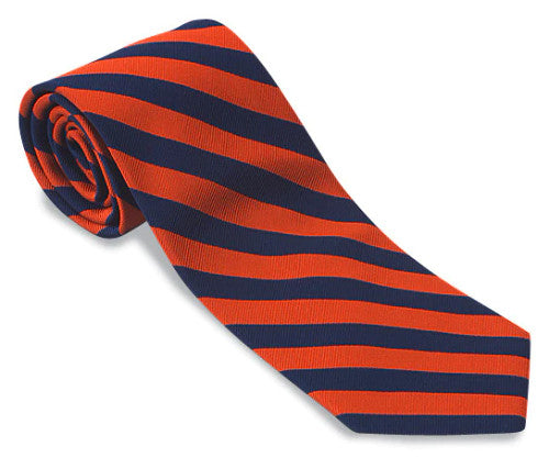 R. Hanauer Bar Stripe Necktie: Navy/Orange