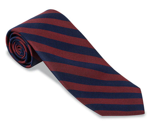 R. Hanauer Bar Stripe Necktie: Navy/Burgundy