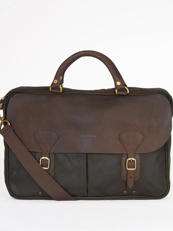 Barbour Waxed Leather Briefcase: Olive