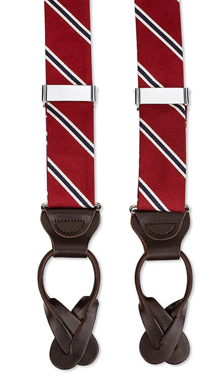 R. Hanauer Old Cholmelians Striped Silk Suspenders