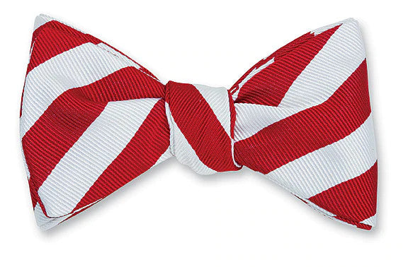 R. Hanauer Scarlet/White Bar Stripes Bow Tie