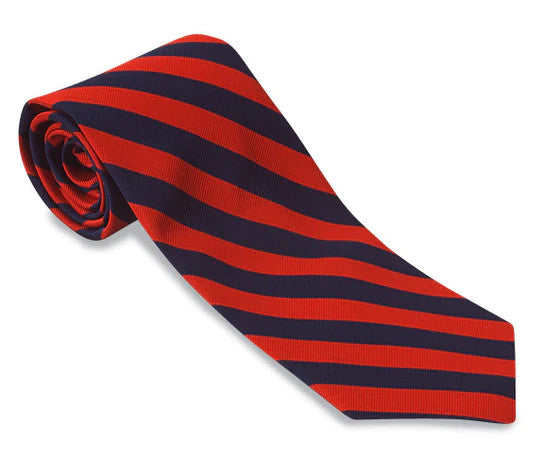 R. Hanauer Navy/Scarlet Bar Stripe Tie