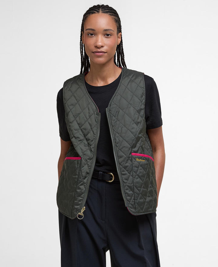 Barbour My Barbour Reversible Quilted Liner: Sage/Zeni Pink