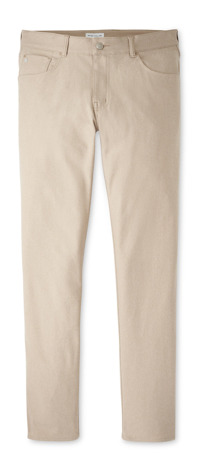 Peter Millar Brevard Performance Flannel Five-Pocket Pant: Khaki