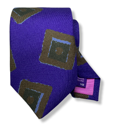 Seaward and Stearn Printed Geometric Tie: Blue