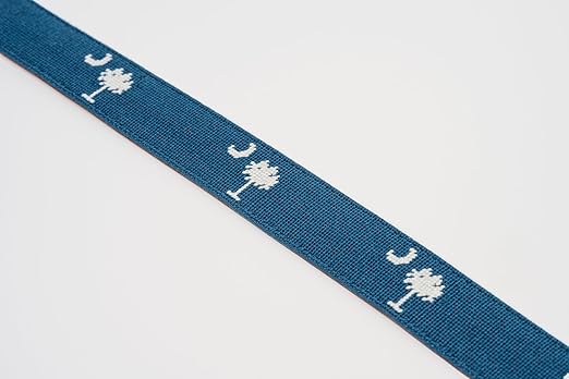 Palmetto Golf & Belt SC Flag Needlepoint Belt: Palmetto Blue