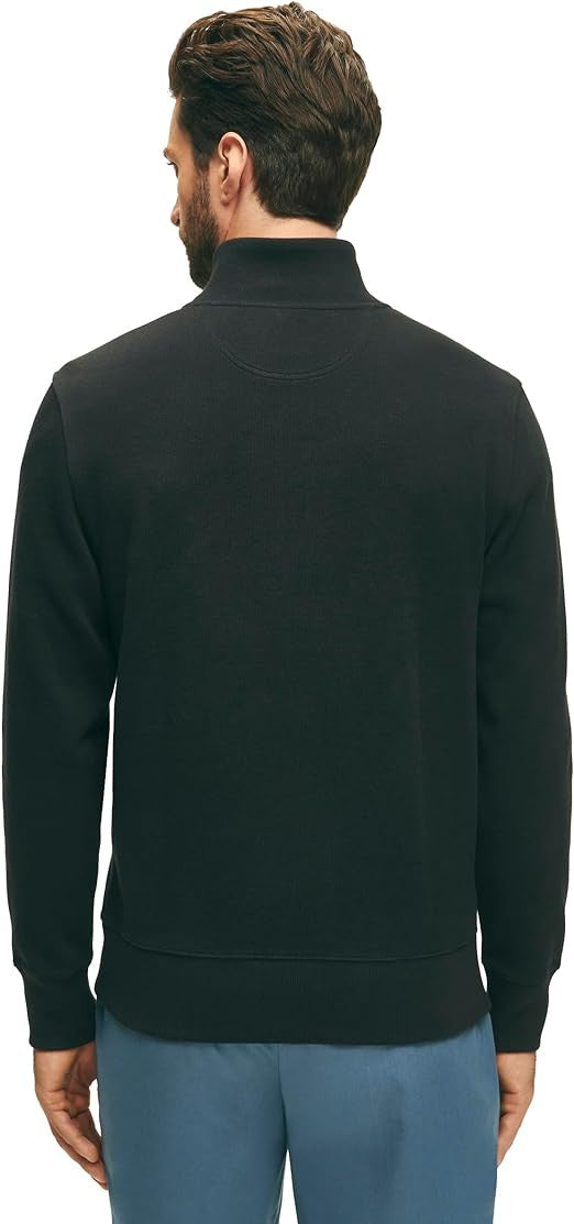 Brooks Brothers Men's Knit French Rib Half Zip: Black