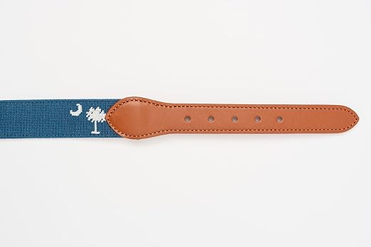 Palmetto Golf & Belt SC Flag Needlepoint Belt: Palmetto Blue
