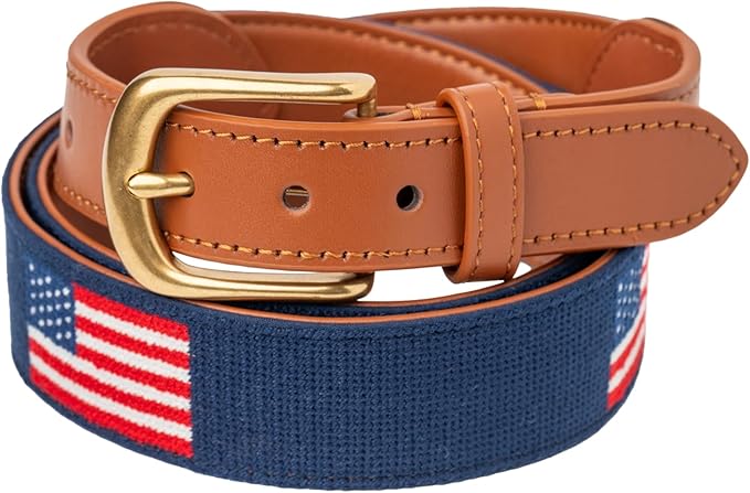 Palmetto Golf & Belt American Flag Needlepoint Belt: Navy