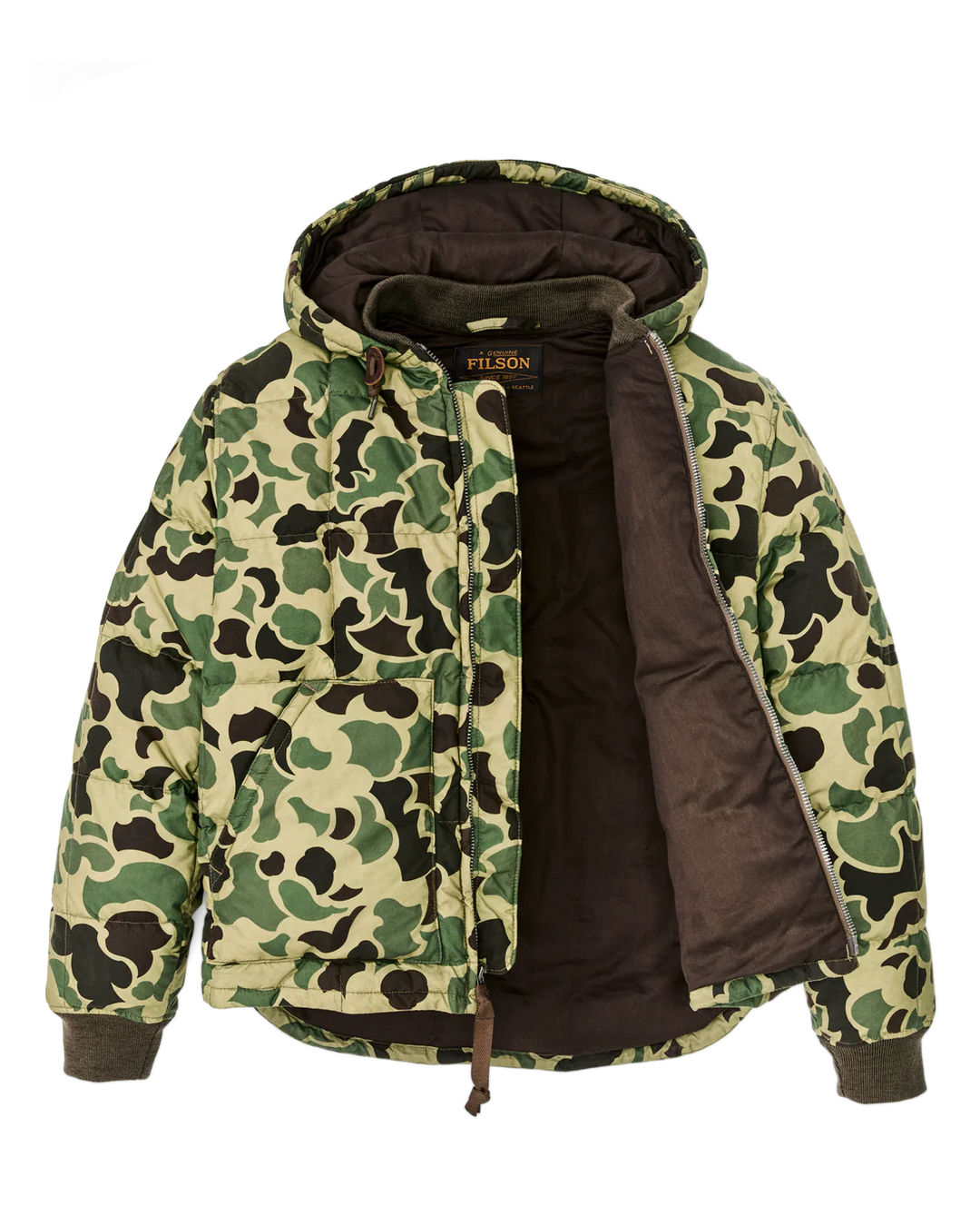 Filson Waxed Down Jacket: Tundra Shrub Camo