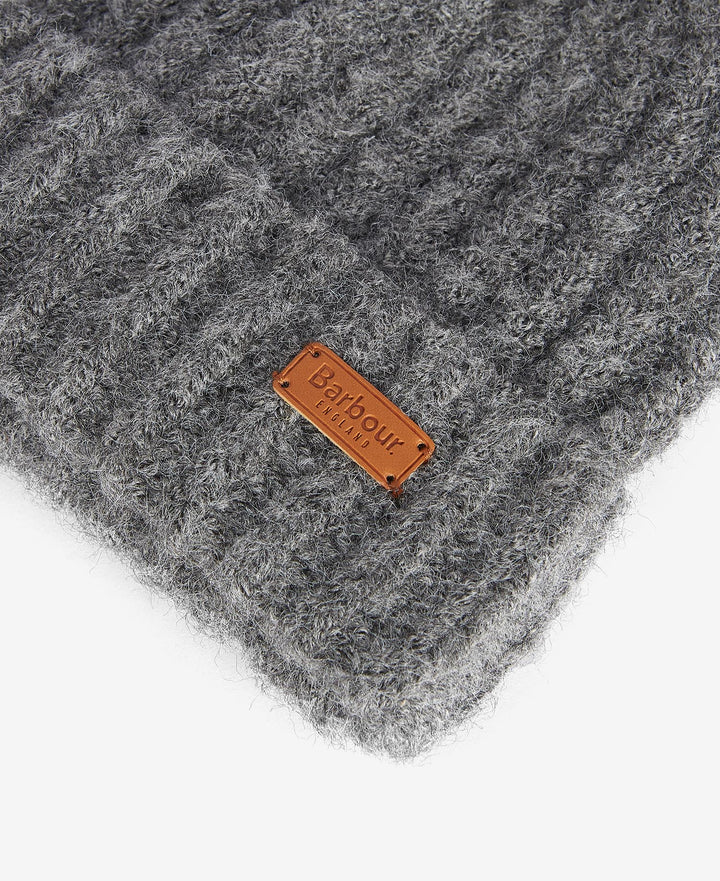 Barbour Saltburn Beanie & Tartan Scarf Gift Set: Grey Rose