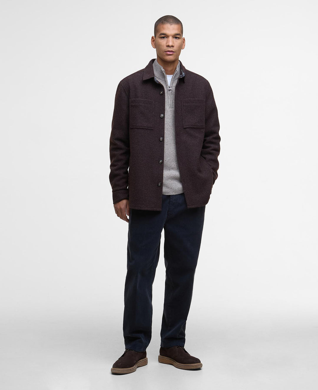 Barbour Marlow Tailored Overshirt: Dark Oak