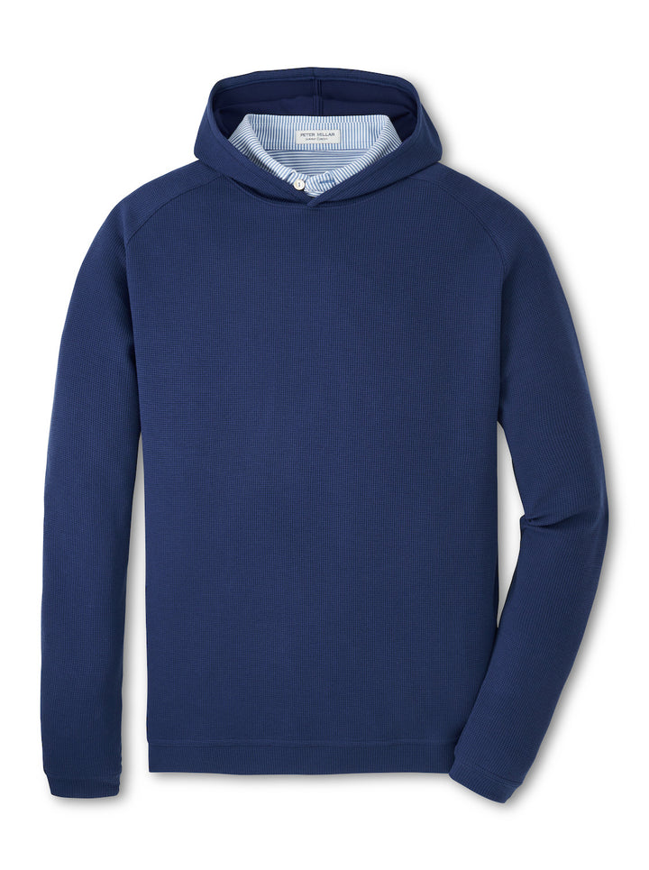 Peter Millar Pine Waffle Performance Hoodie: Sport Navy