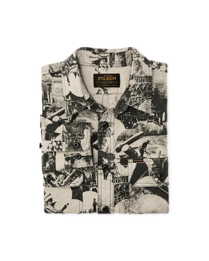 Filson Field Flannel Shirt: Vintage Khaki Print