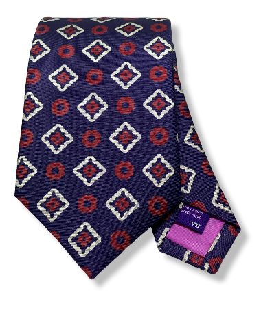 Seaward and Stearn Square Medallion Tie: Navy