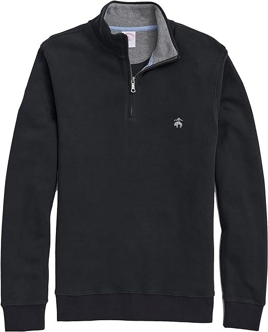 Brooks Brothers Men's Knit French Rib Half Zip: Black