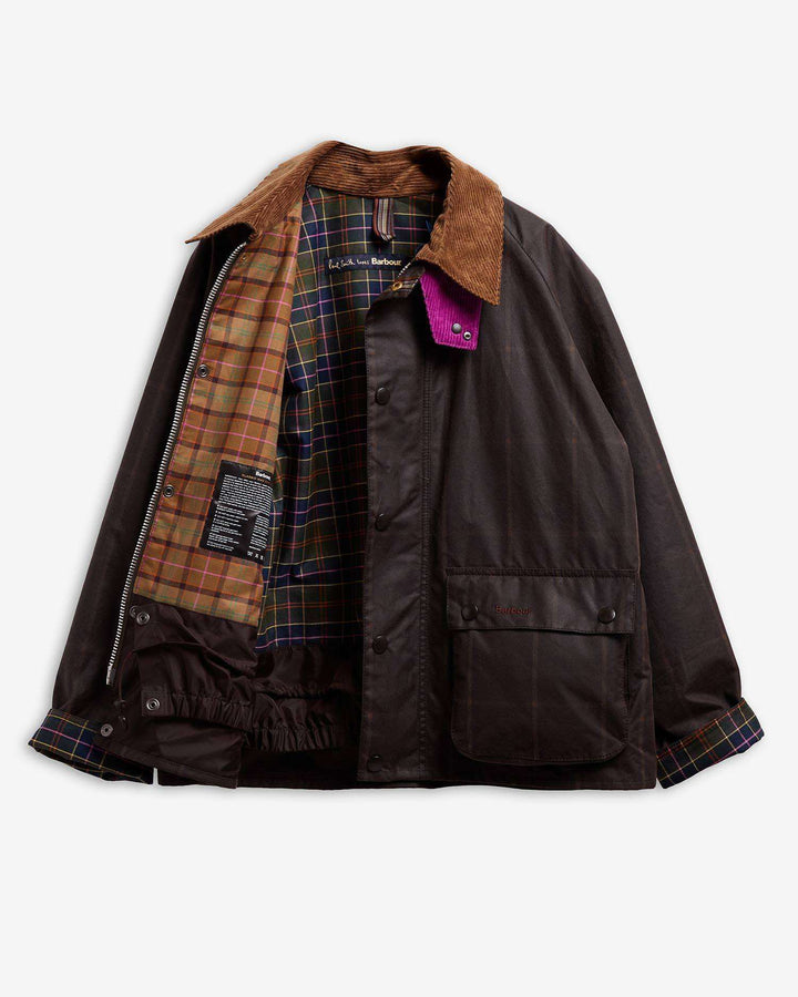 Barbour x Paul Smith Transport Windowpane Wax Jacket: Rustic/Bark