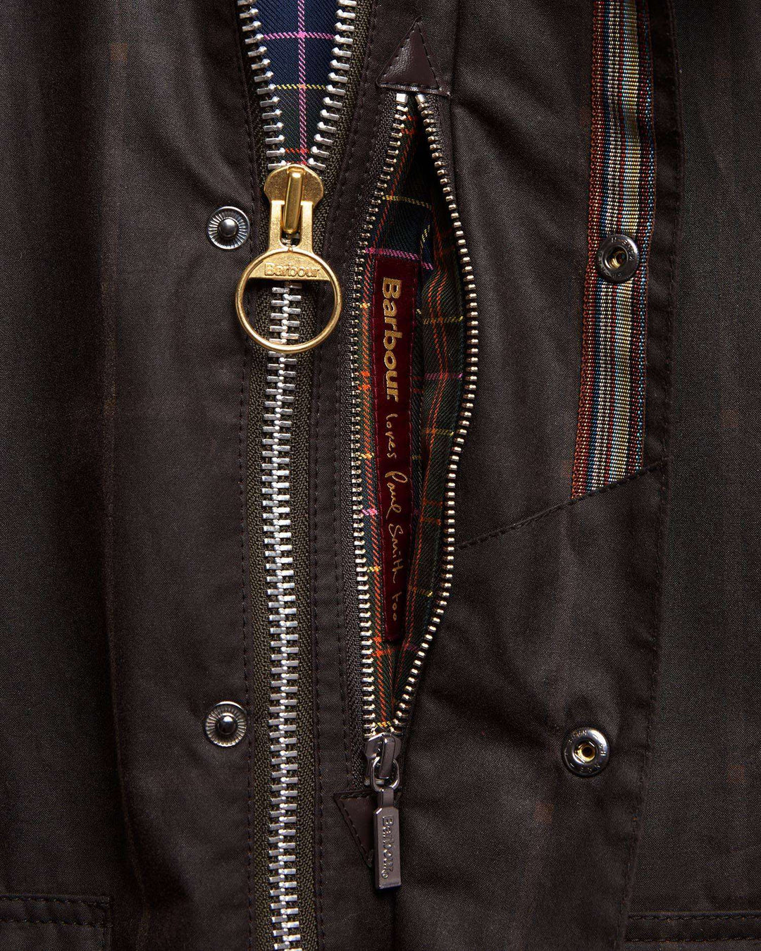 Barbour x Paul Smith Transport Windowpane Wax Jacket: Rustic/Bark