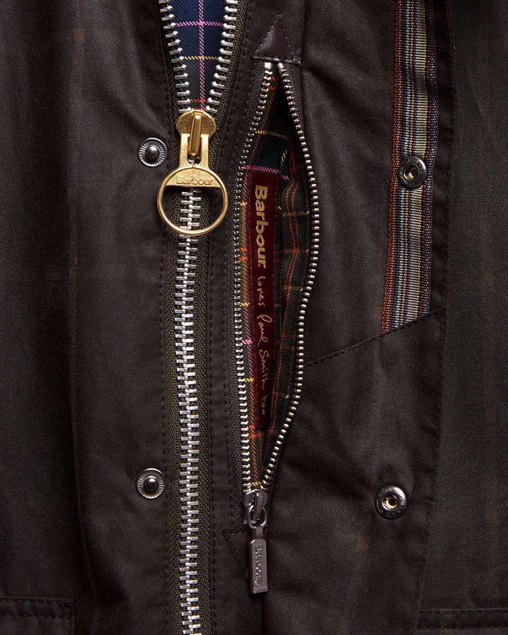 Barbour x Paul Smith Transport Windowpane Wax Jacket: Rustic/Bark