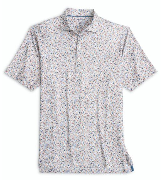 Johnnie-O Breakfast Ball Printed Polo: White