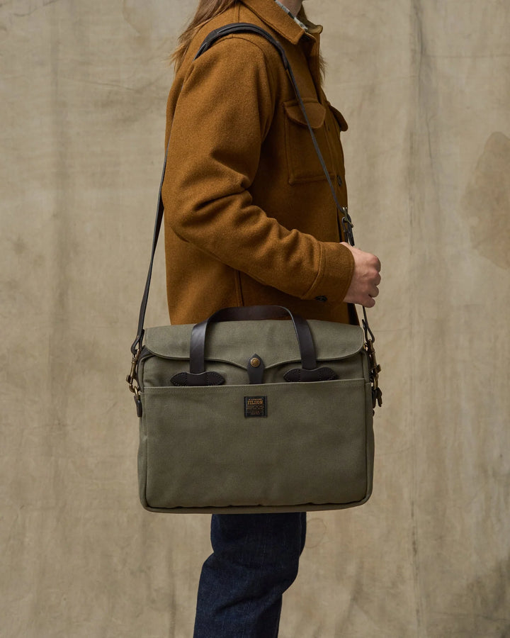 Filson Rugged Twill Original Briefcase: Otter Green