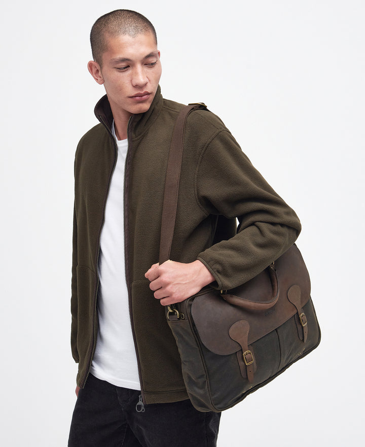 Barbour Waxed Leather Briefcase: Olive